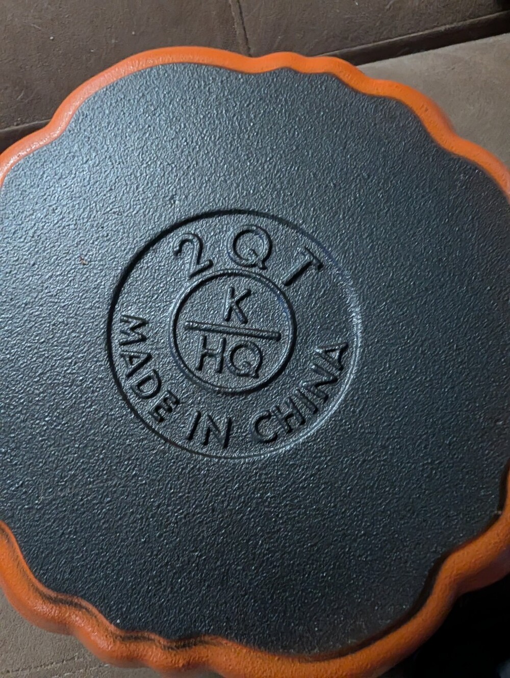 Orange Pumpkin-Shaped Cast Iron Dutch Oven - Heavy - Picture 4 of 4